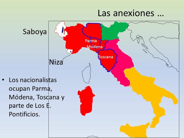 Anexion de los estados de Parma, Modena y Toscana (unificacion italiana)