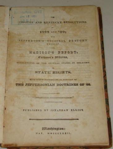 Virginia & Kentucky Resolutions Written