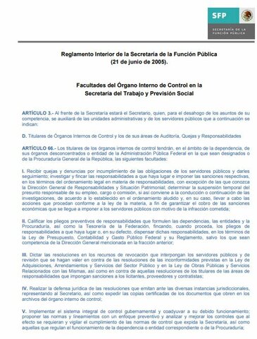 Reglamento Interior de la Secretaría de la Función Pública