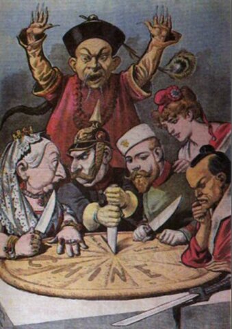 La representación del reparto de china en un mapa japonés