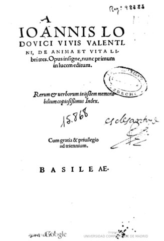 Publicación de "De anima et vita"