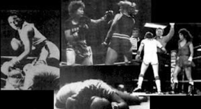 Elizabeth Wilkinson enters the boxing ring.