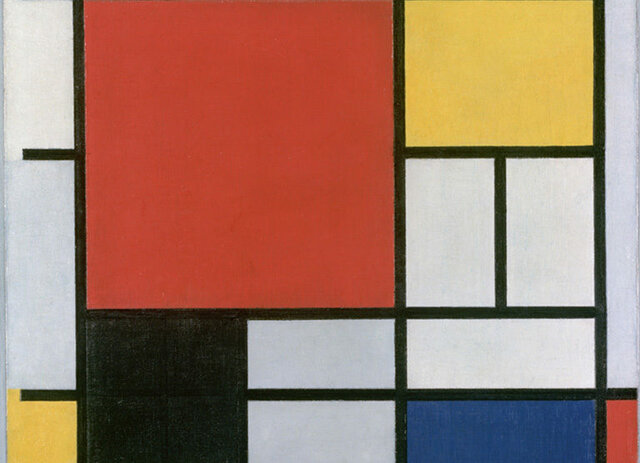 Composición en rojo, amarillo, azul y negro