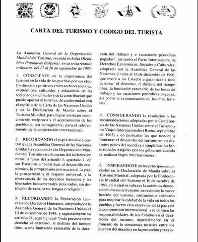 Carta del turismo y código del turista (OMT)