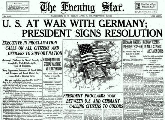 69) The U.S. officially enters WW1