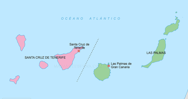 División de Canarias en dos provincias: Las Palmas y Santa Cruz de Tenerife