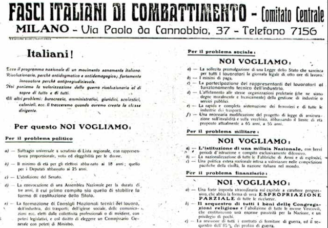 Fascio di Combattimento formed in Milan