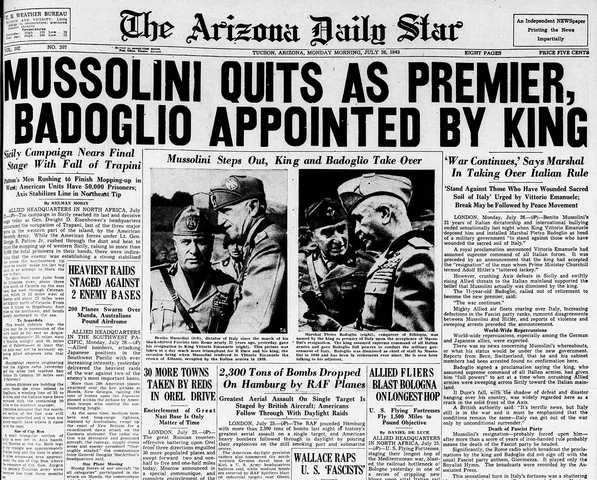 Mussolini brought down by coup during WW II