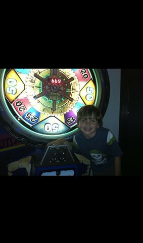 Winning a jackpot at an arcade