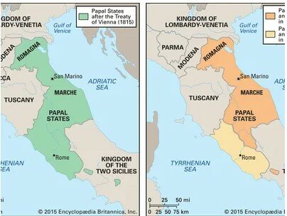 Papal States taken over by new nation of Italy