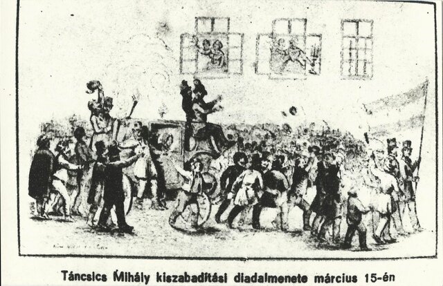 A rab írót diadallal hozza át a töméntelen sokaság Pestre.