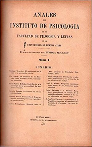 Fundación de los "Anales del Instituto de Psicología de la Facultad de Filosofía y Letras de la Universidad de Buenos Aires"
