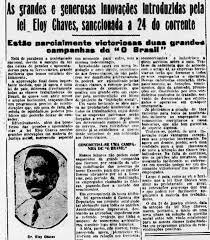 Promulgada a Lei Eloy Chaves