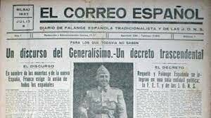 Franco promulga el día 19 el llamado Decreto de Unificación, por medio del cual crea una única formación política legal bajo su mando: FET y de las JONS.