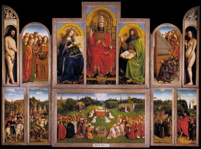 Jan van Eyck, El altar de Gante (con laterales cerrados), 1432.