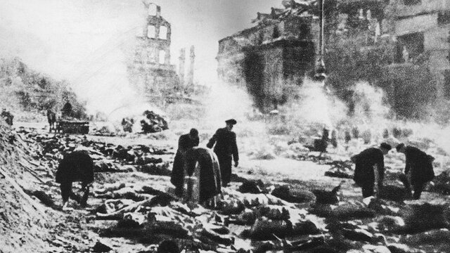 The bombing raids on the German city of Dresden start.