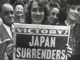 Japan surrenders. Victory in Japan (VJ) Day is celebrated.