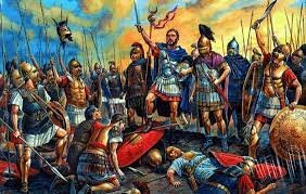 Batalla de Cannas; el ejército romano es masacrado por el ejército cartaginés de Aníbal.