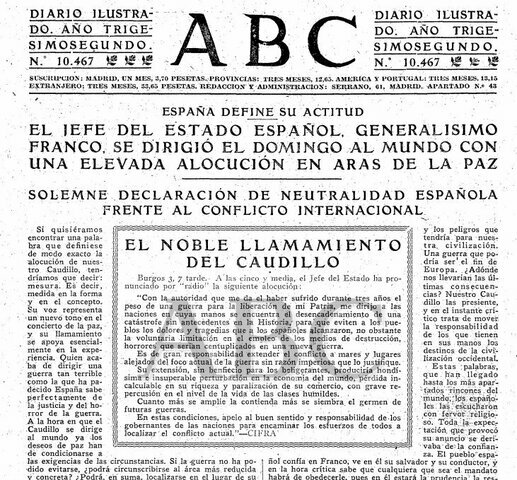 Declaración de neutralidad en la Segunda Guerra Mundial