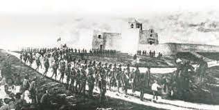 50 Texan soldiers march toward Goliad
