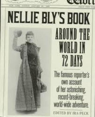 Pulitzer supports Nellie Bly in her record breaking trip around the world