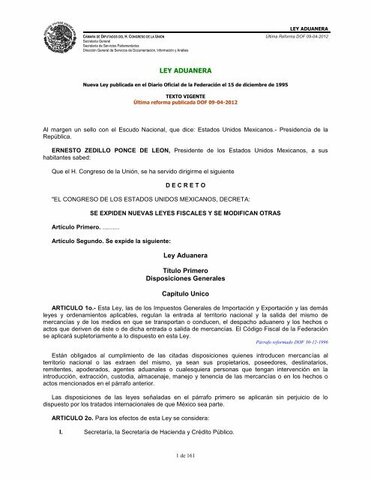Decreto en el cual solo los mexicanos podrán ser agentes aduanales .