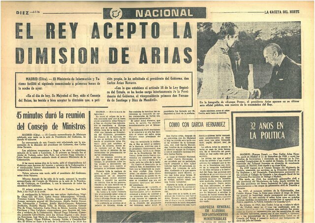 Cese de Arias Navarro como presidente del gobierno