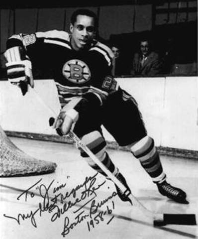 Willie O'Ree plays in the NHL