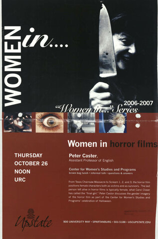 Womens lecture poster- This poster shows just how important women on screen are in consumers eyes. It shows how the love for complex womens' roles has been loved and admired to the point of having lectures surrounding this topic.