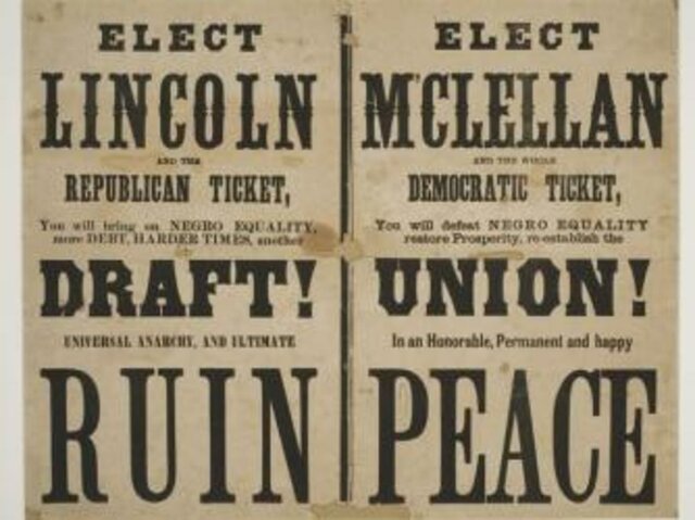 Abraham Lincoln defeats George McClellan to win re-election