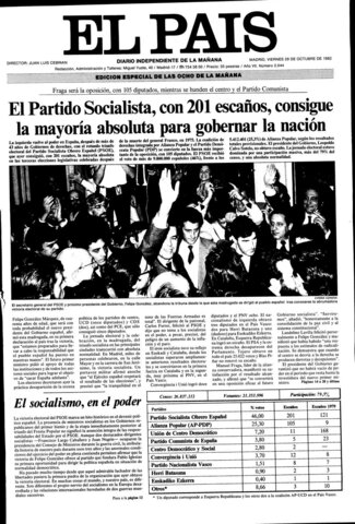 Triunfo del PSOE en las elecciones.