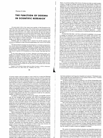 The Function of Dogma in Scientific Research