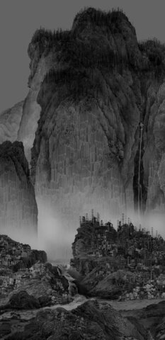 Yang Yongliang, Artificial Wonderland II - Travelers Among Mountains and Streams, 2014, The Davis Museum, Wellesley College