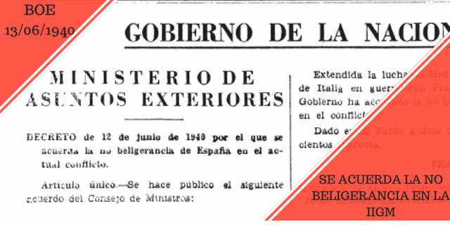 Declaración de no Beligerancia en la Segunda Guerra Mundial (a favor del Eje).