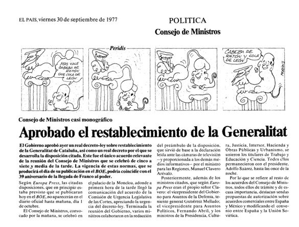 RESTABLECIMIENTO DE LA GENERALITAT