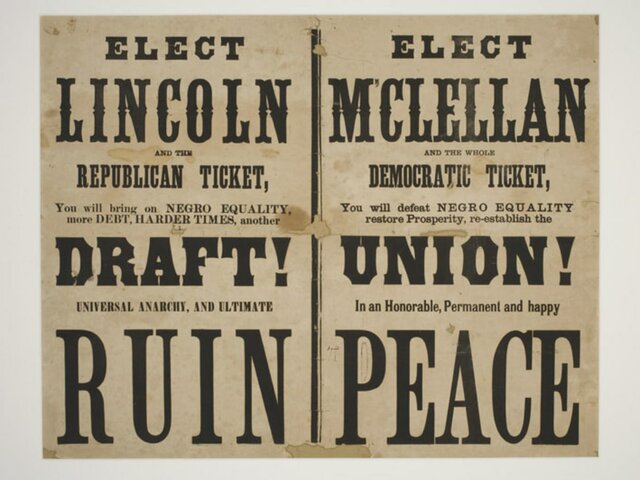 Abraham Lincoln defeats George McClellan to win re-election