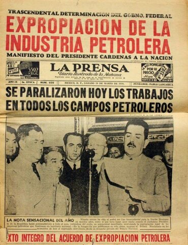 Lázaro Cárdenas decreta la expropiación petrolera