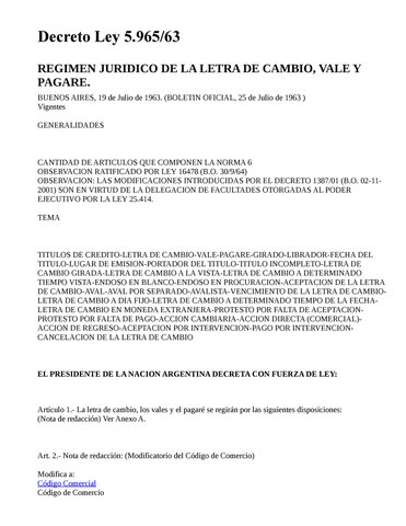 Segunda modificación: Sanción Decreto-Ley 5965/63