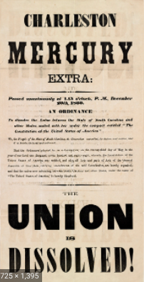 South Carolina votes to secede from the United States