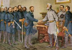 Robert E. Lee surrenders at Appomattox