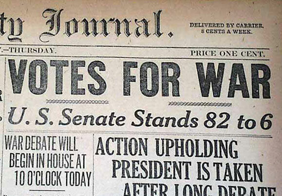 The United States declares war against Germany