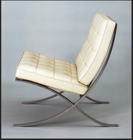 Mies van der Rohe and Lilly Reich, Barcelona Chair, 1929, steel and leather