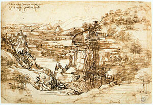 Disegna il paesaggio della valle dell'arno