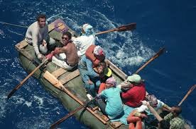 Isabel and Ivan's homemade boat reached The Bahamas, but two policemen told them that if they got off the boat they were going to be sent back to Cuba