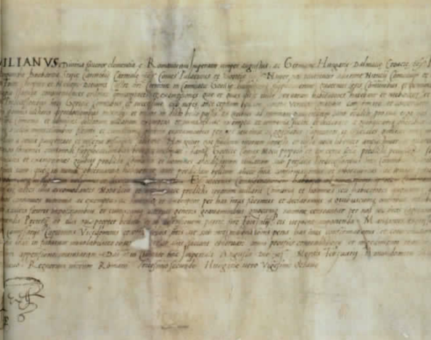 Massimiliano esonera per sei anni la città di Cormons dal pagamento di ogni tassa o imposta