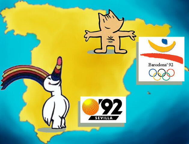 España es el país anfitrión de las Olimpiadas y de la Exposición Universal.