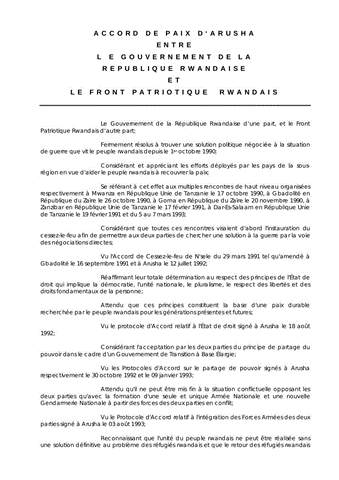 Signature des accords d'Arusha