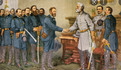 Robert E. Lee surrenders at Appomattox