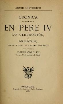 'CRÒNICA' DE PERE EL CERIMONIÓS