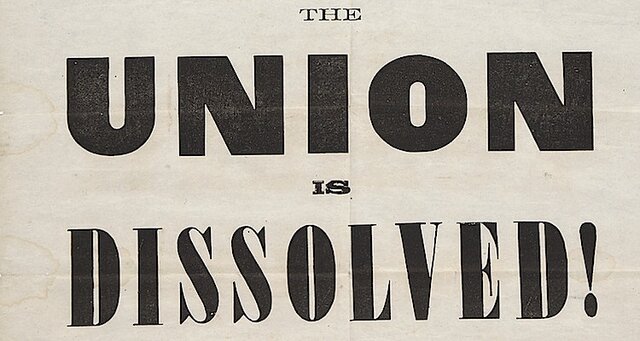 South Carolina votes to secede from the Union.